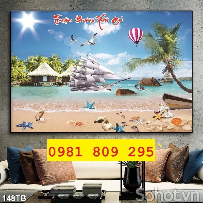Tranh gạch thuyền buồm cao cấp