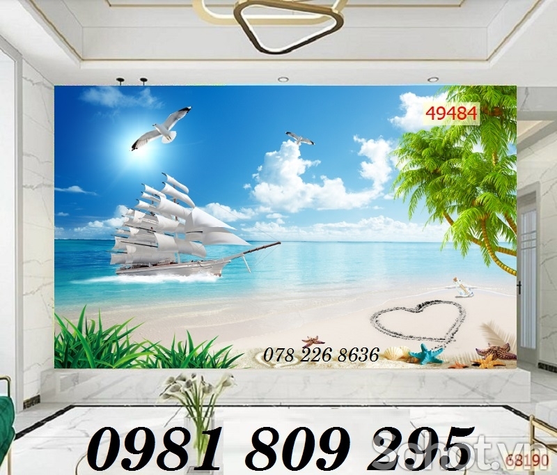 Tranh gạch 3d phòng khách - tranh thuyền buốm