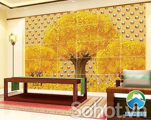 tranh 3d - tranh gạch 3d cây kim tiền - NC55