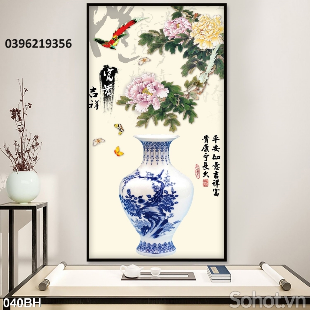 Gạch tranh bình hoa đẹp 3D