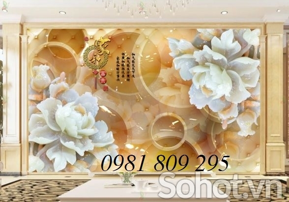 Tranh 3d mẫ đơn - gạch tranh 3d sứ ngọc