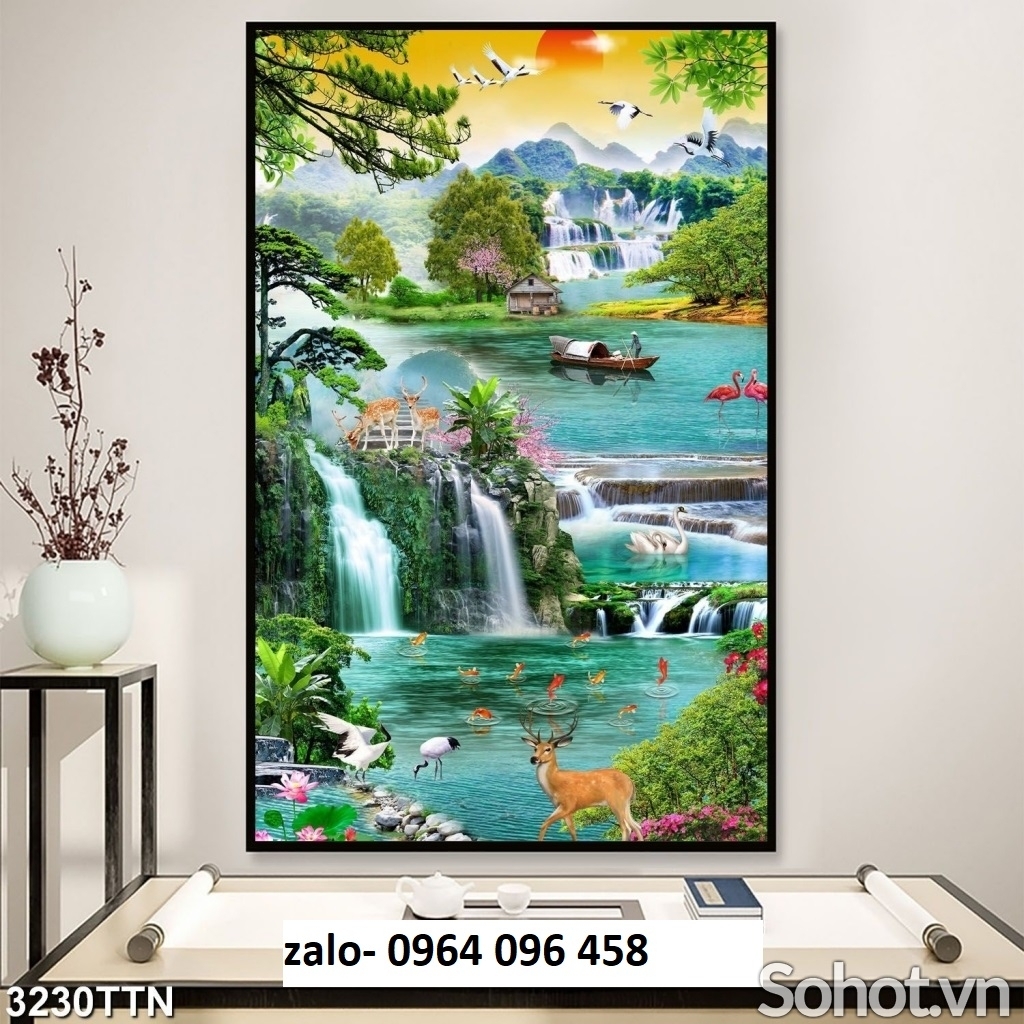 Tranh gạch 3d phong cảnh ốp tường khổ đứng - 875CVX