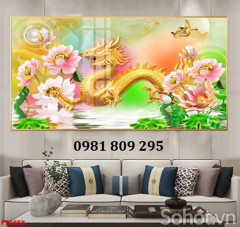 Mẫu gạch 3d rồng vàng - gạch ốp tường HP478