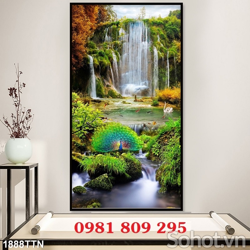 Tranh thác nước , gạch 3d ốp tường JP3255