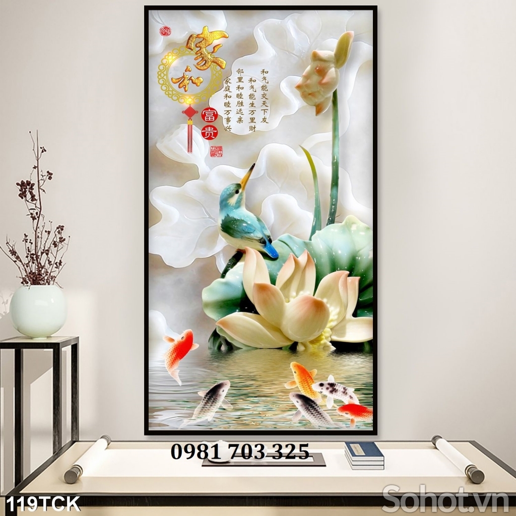 Tranh hoa sen trang trí đẹp
