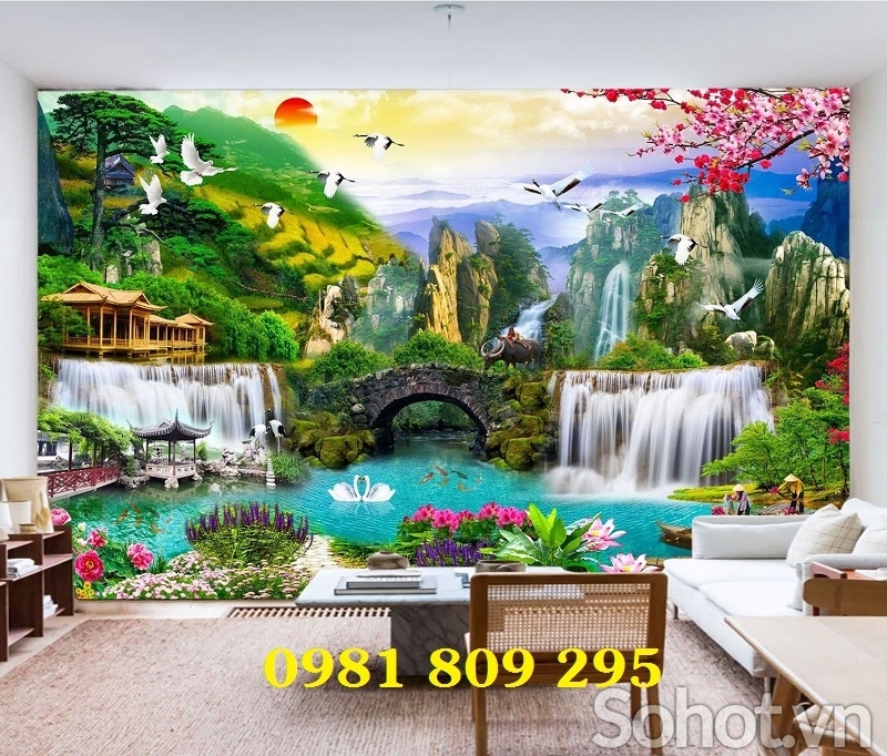 Gạch tranh , tranh gạch 3d thiên nhiên giao hòa