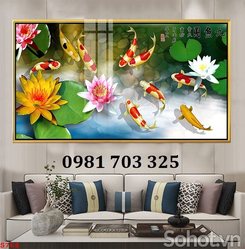 Gạch tranh 3D đẹp cá chép