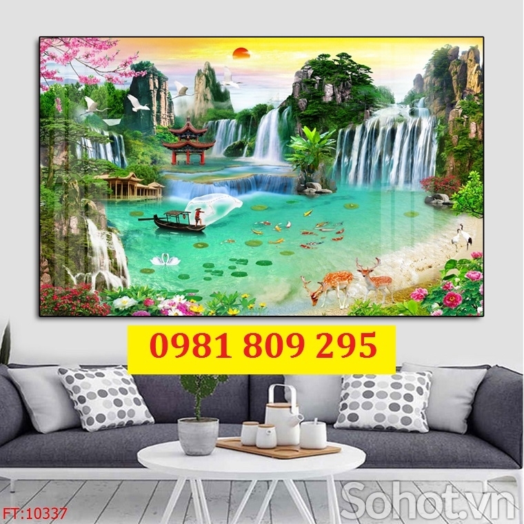 Tranh thác nước , gạch tranh 3d