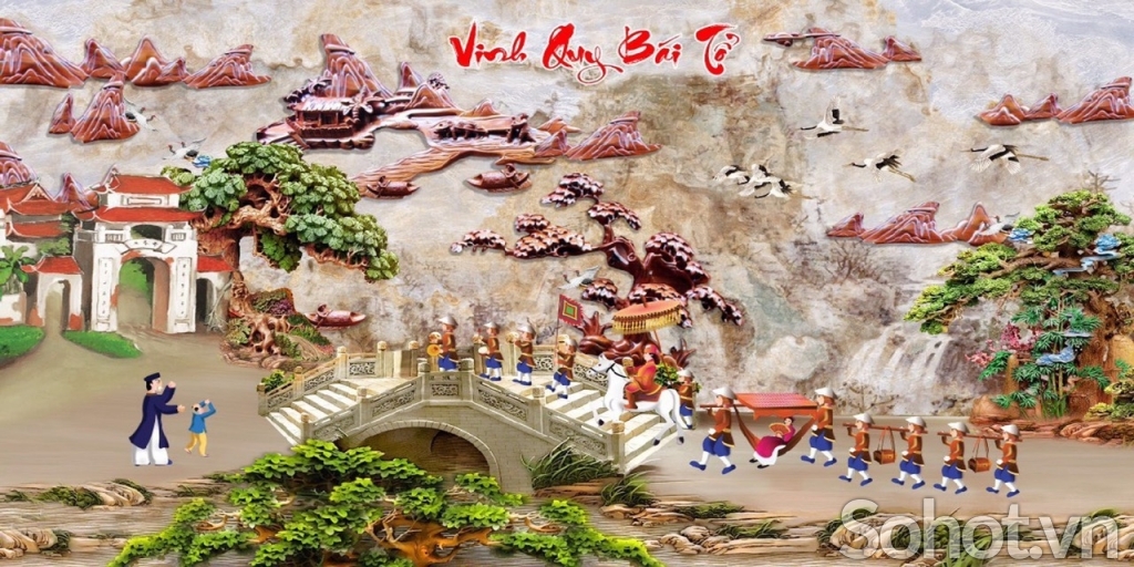 Gạch tranh 3d phong cảnh làng quê