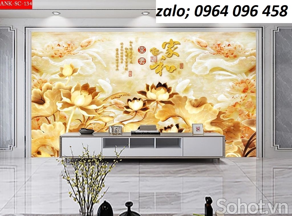 Tranh gạch hoa sen 3d - HFDX43