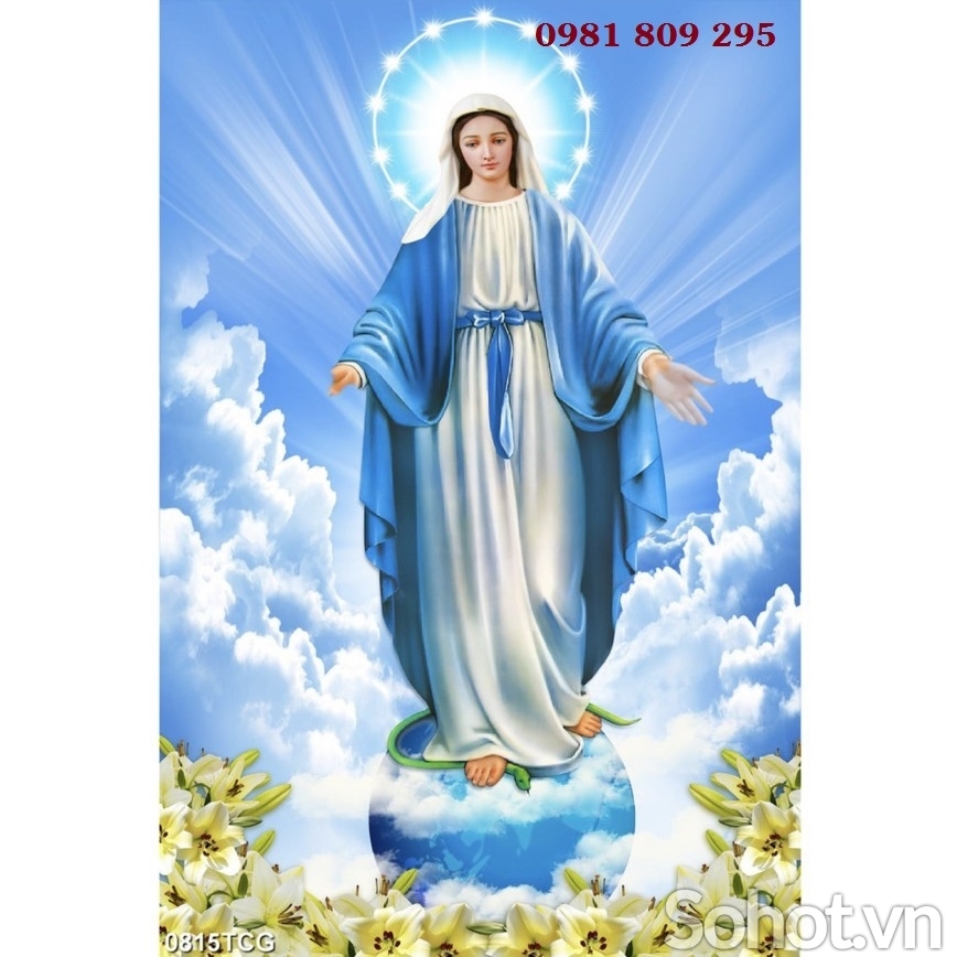 Tranh gạch men công giáo , tranh Đức Mẹ Maria JS333