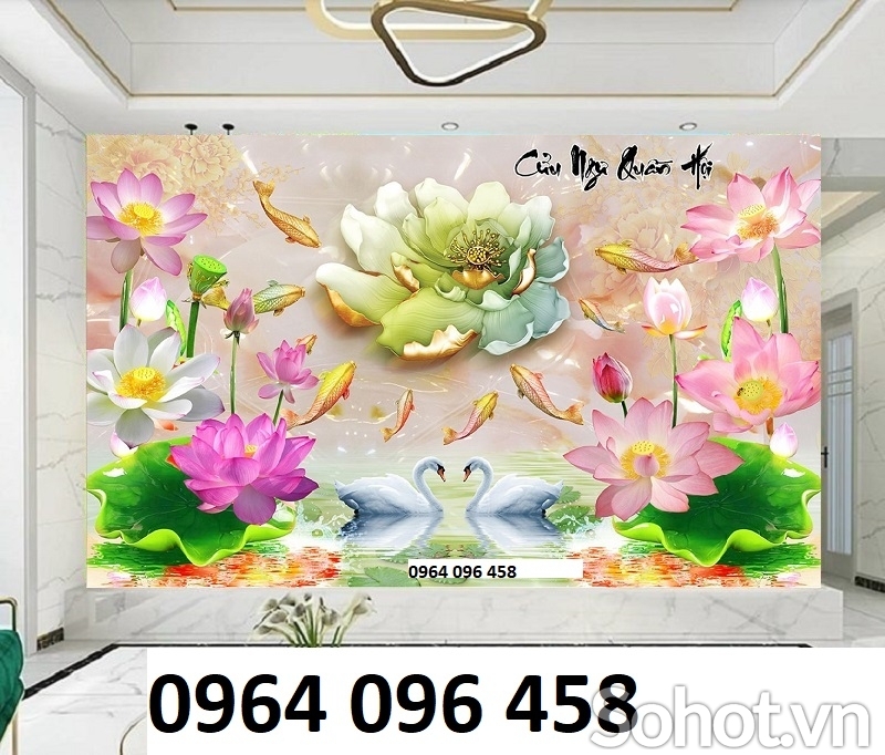 gạch tranh 3d cá chép phong thủy - HMN7