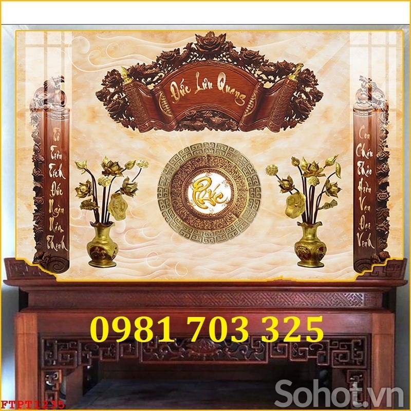 Gạch 3D đẹp trang trí phòng thờ