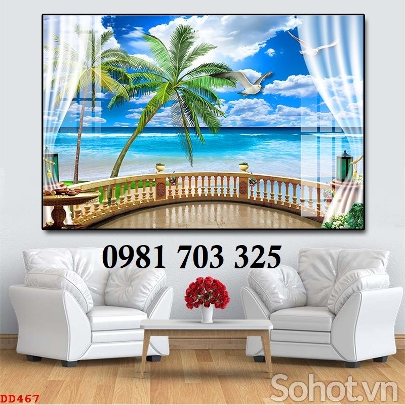 Tranh gạch men 3D phong cảnh biển