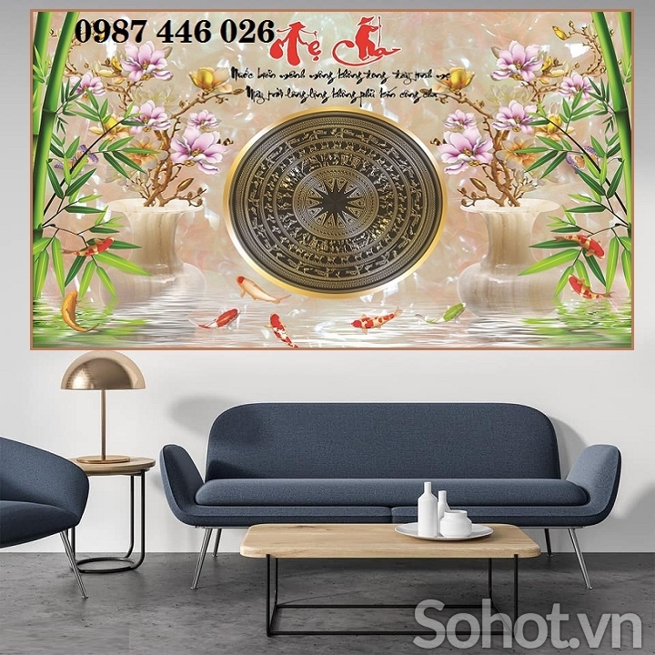 Gạch tranh cá chép vàng 3d HP97273