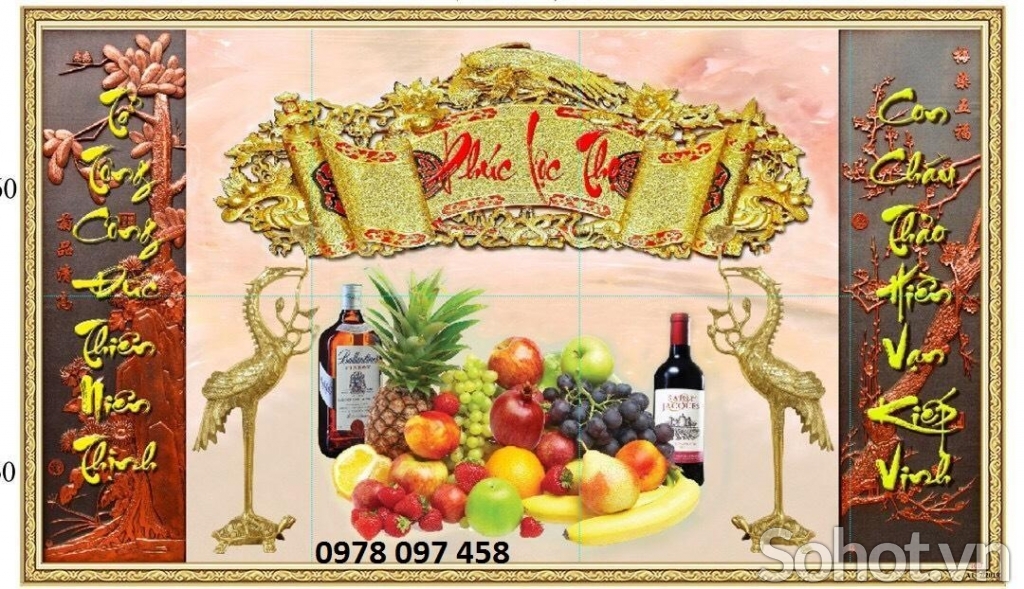 Tranh phòng thờ gia tiên - gạch tranh 3D