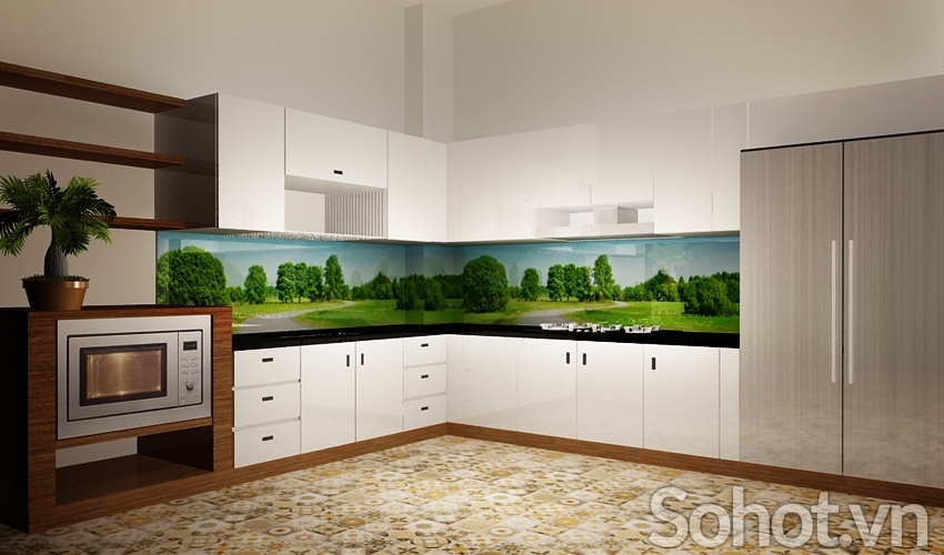kính 3d ốp bếp - MD21