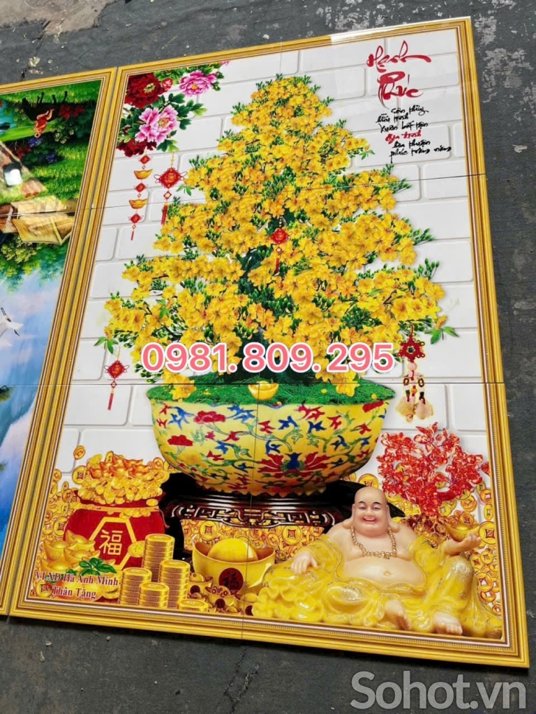 Mẫu tranh gạch hoa mai 3d top mẫu hot