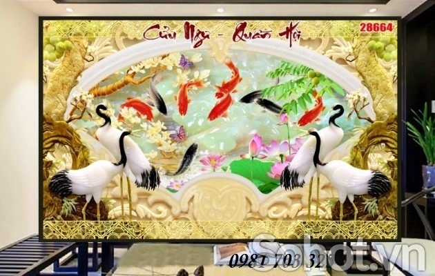 Gạch tranh đẹp cá chép 3d