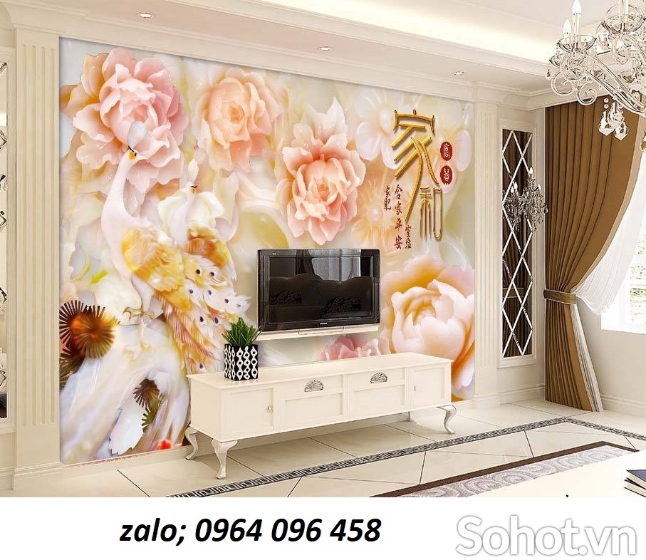Tranh gạch 3d chim công - HSX44