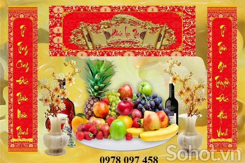 Tranh 3D dán phòng thờ truyền thống