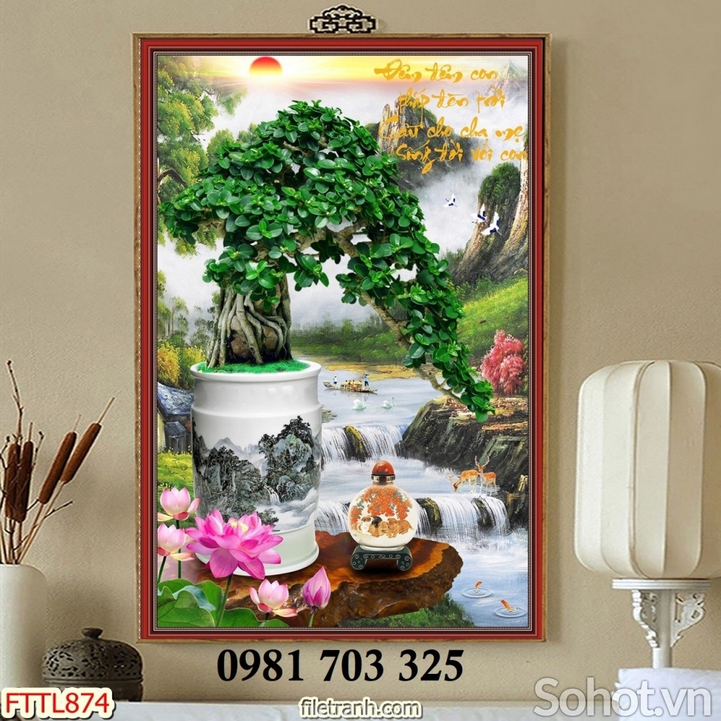 Tranh gạch đẹp 3D hoa mai trang trí