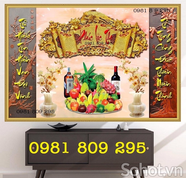 Tranh gạch 3d câu đối ốp phòng thờ