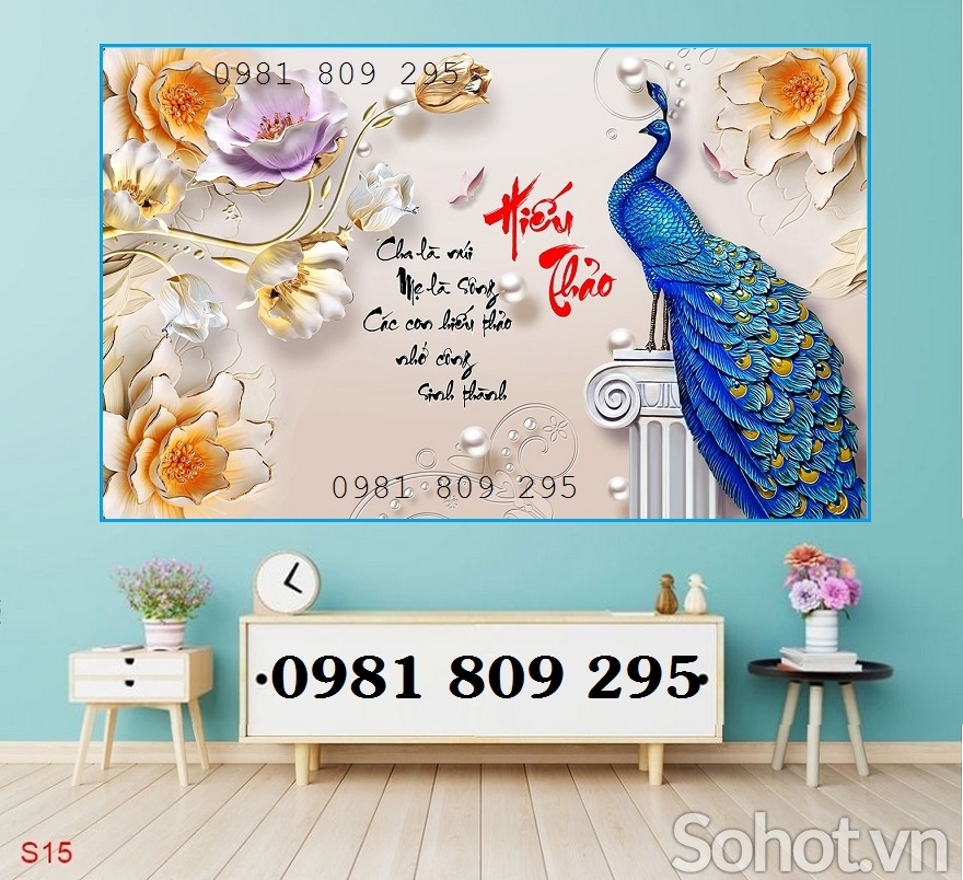 Tranh gạch 3d ốp tường chim công