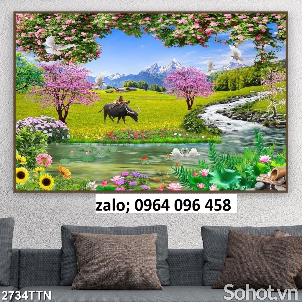 Tranh gạch 3d ốp tường phong cảnh đồng quê - NC444