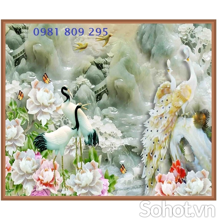 Gạch trang trí 3d con công HP3695