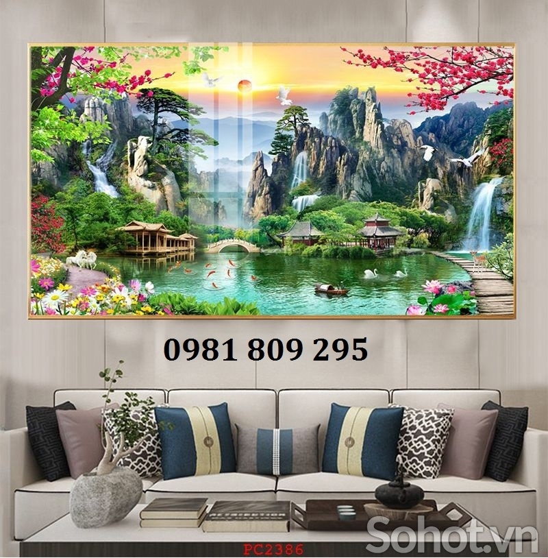 Tranh gạch ốp tường 3d phong cảnh thiên nhiên