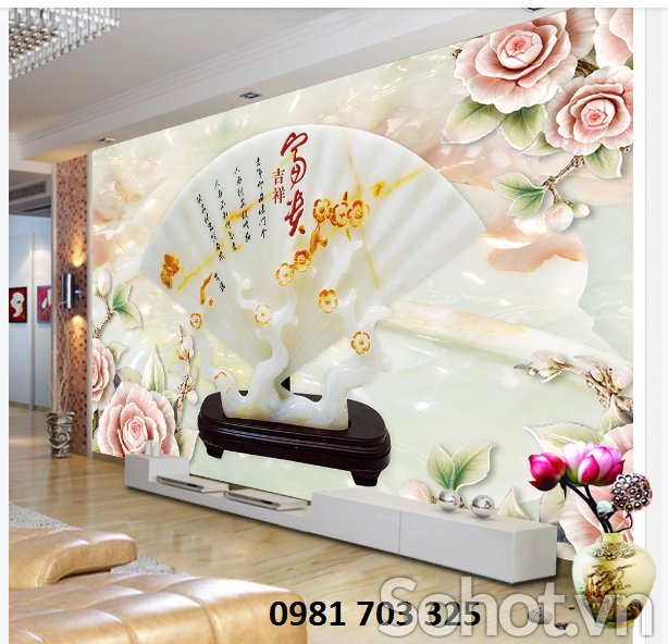 Tranh gạch sứ ngọc 3D - tranh phòng khách