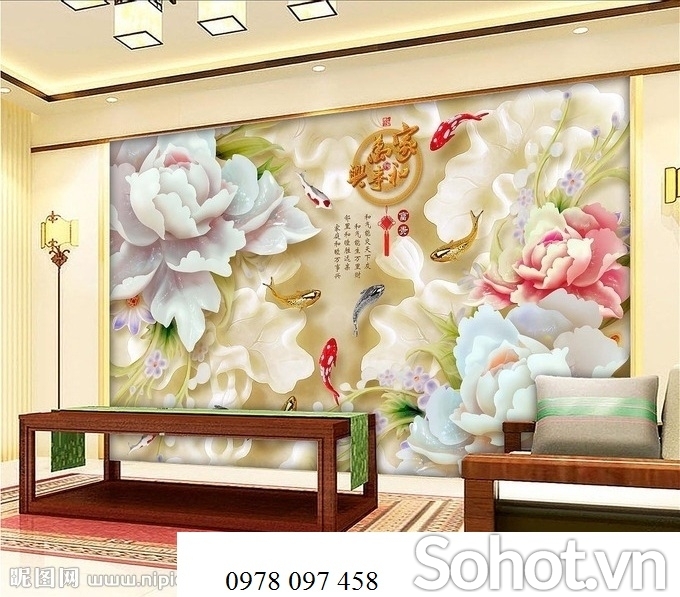 Tranh gạch 3d - tranh vườn hoa