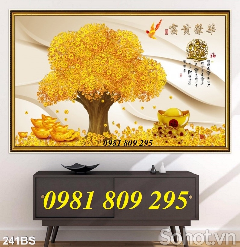 gạch tranh 3d cây tiền ốp tường