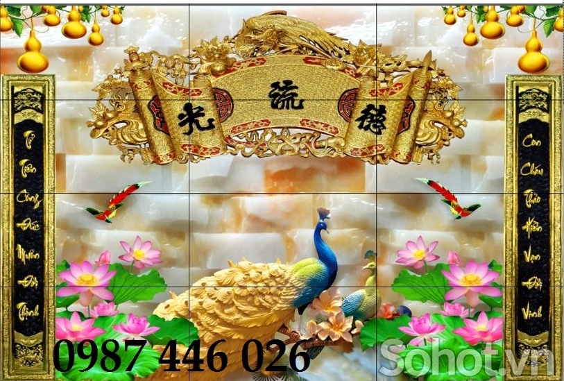 Gạch tranh phòng thờ đẹp HP723