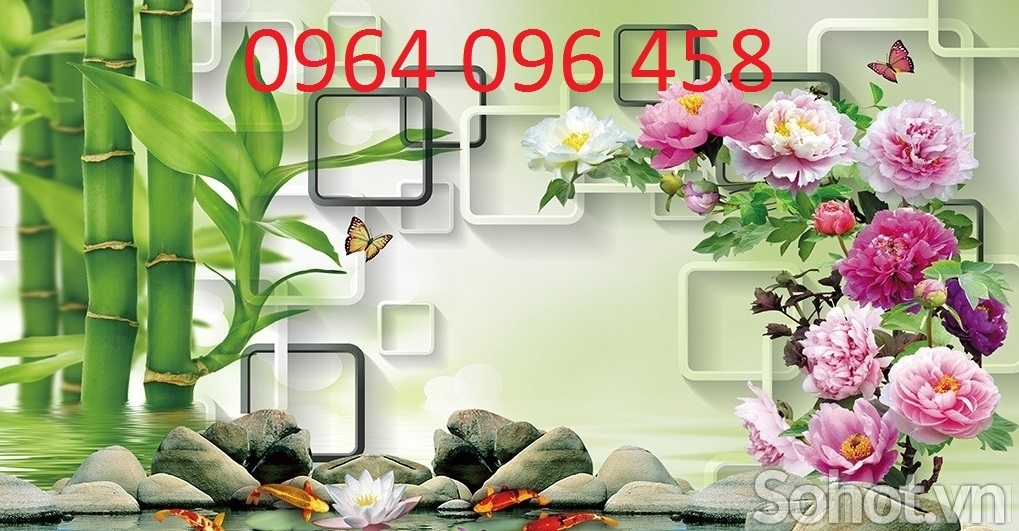 Mẫu tranh gạch 3d phong thủy phòng khách - KLL09