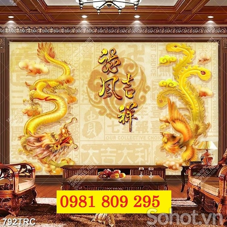 Mẫu tranh gạch rồng phượng
