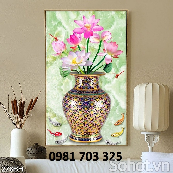 Gạch tranh bình hoa 3D trang trí đẹp
