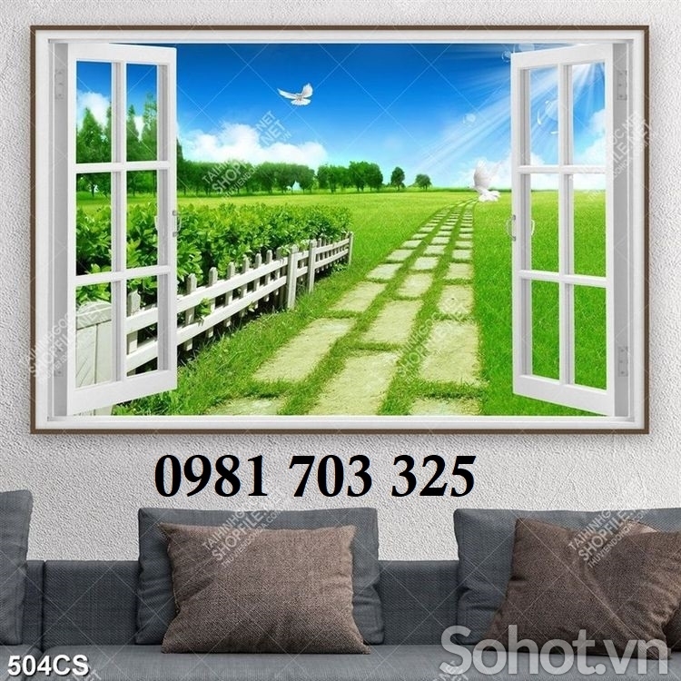 Tranh gạch cửa sổ trang trí