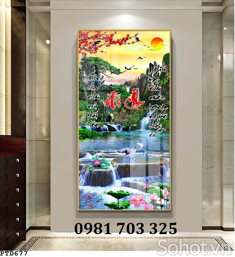 Tranh gạch khổ đứng phong cảnh đẹp trang trí