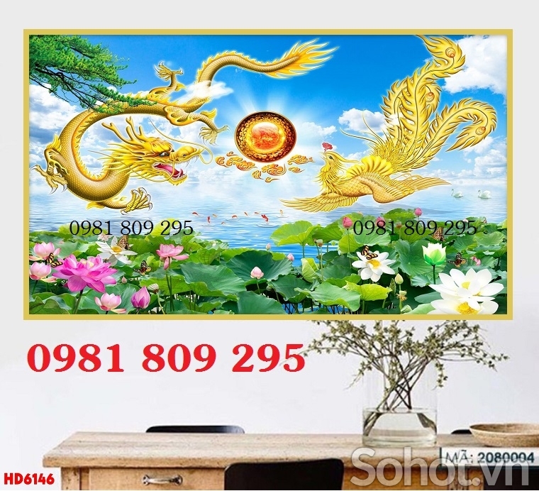 Gạch tranh rồng phượng vàng HP3215