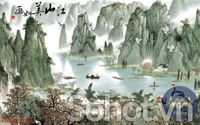 Tranh thủy mạc - tranh gạch 3d thủy mạc - SJK08