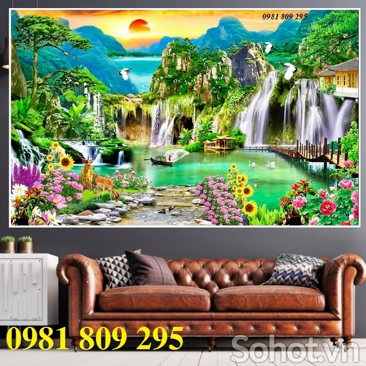 tranh gạch 3d phong thủy - sơn thủy