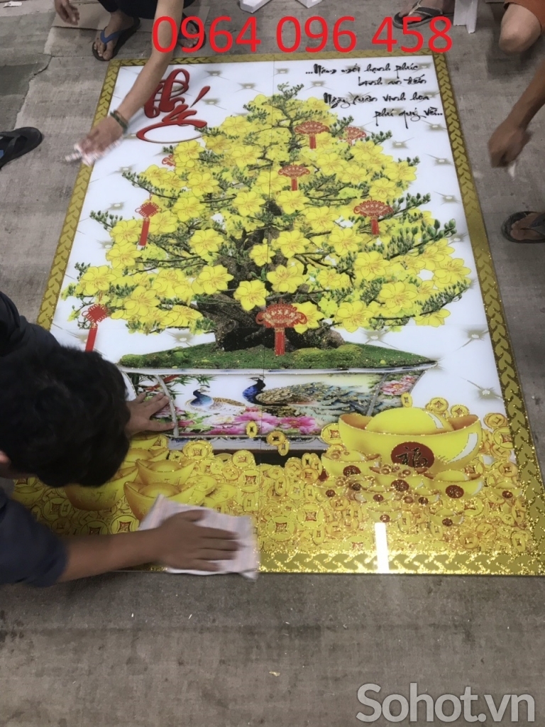 Tranh gạch 3d hoa mai dán tường - MBB66