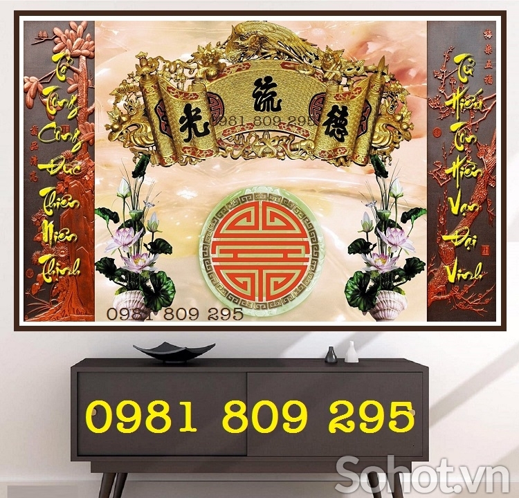 Tranh gạch 3d câu đối ốp phòng thờ