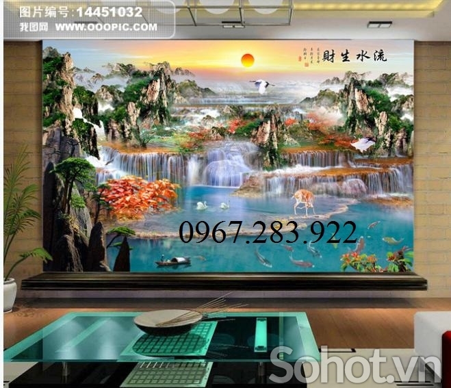 Gạch tranh- Tranh phong cảnh thác nước