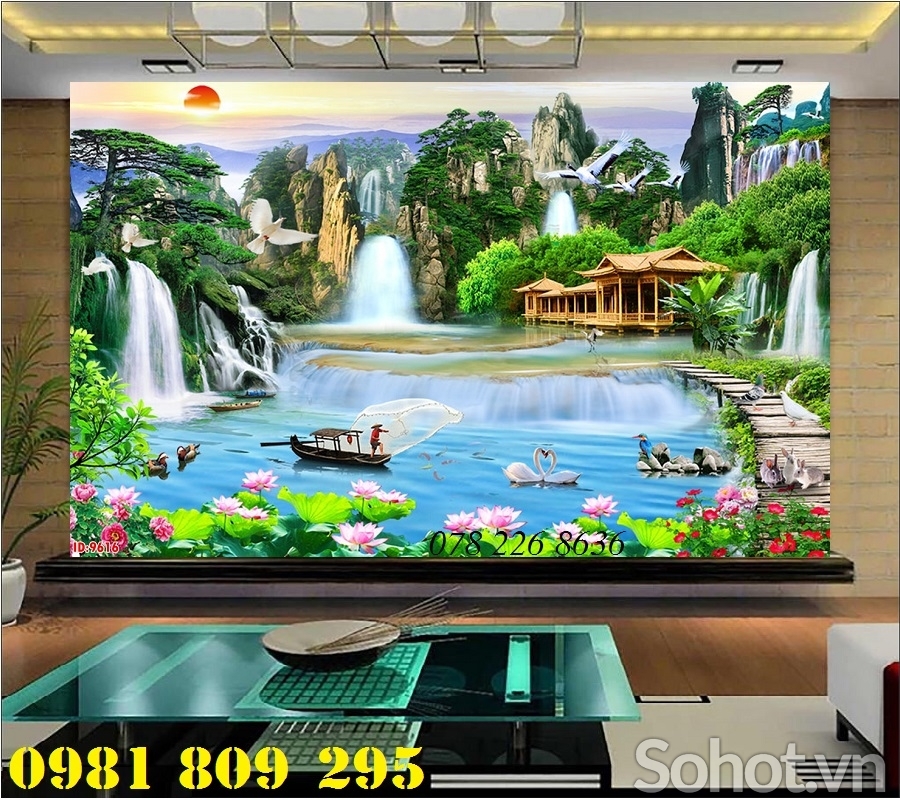 Tranh gạch men 3d - phong cảnh ốp tường