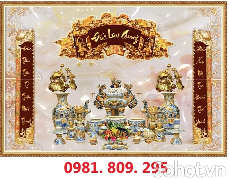Tranh gạch 3d phòng thờ lư hương HQ999
