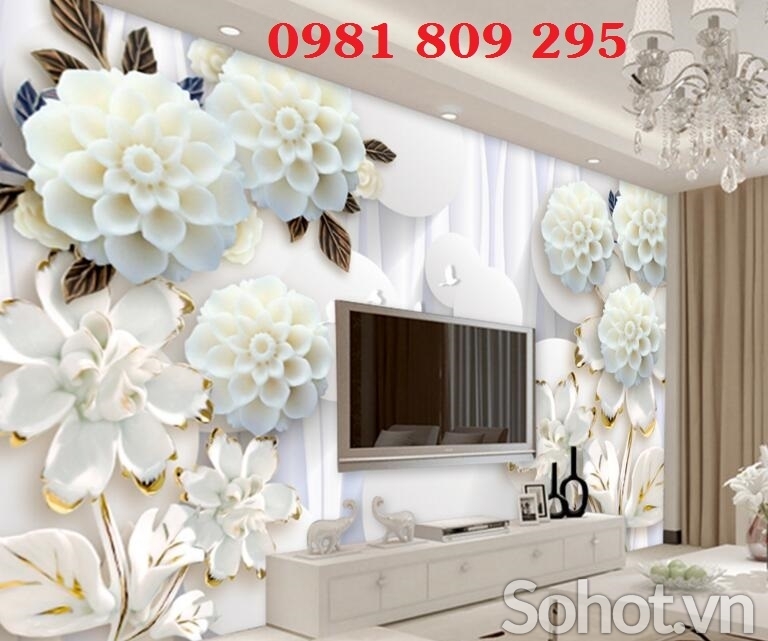 Gạch trang trí 3d hoa ngọc