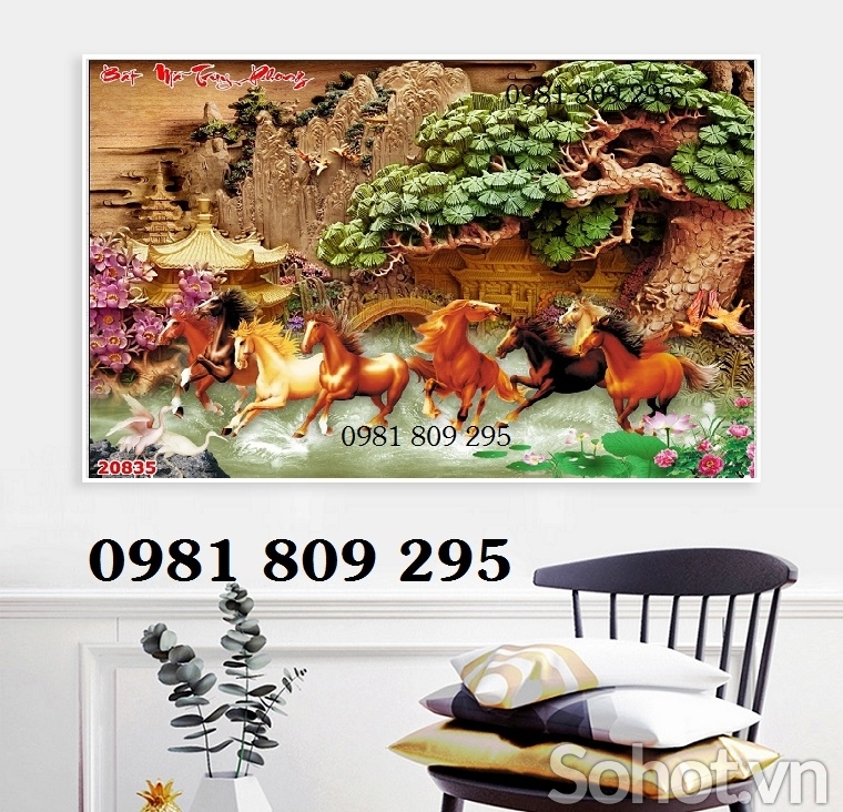 Mẫu tranh gạch men 3d ngựa trang trí